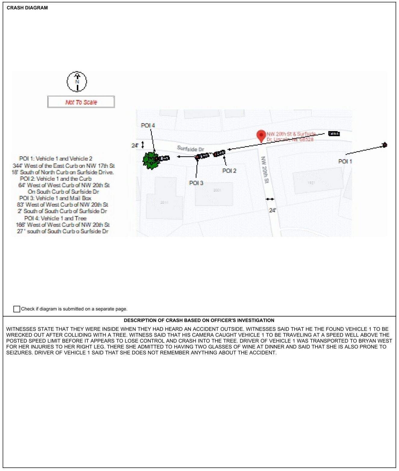 Tammy Ward crash report diagram